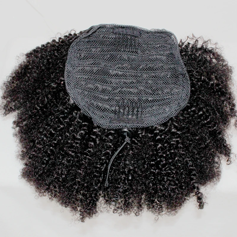 Kinky Curly Ponytail Human Hair For Kids Afro Natural Puff Hair Ponytail Wigs Afro Kinky Curly Ponytail Hair Extensions
