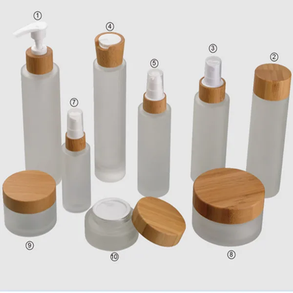 
Hot selling new design glass cream bottle bamboo lid cream jar with bamboo glass bottle wood lid cap China supplier 