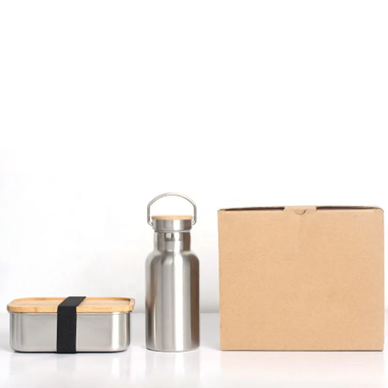 Набор для кемпинга, одноразовый Ланч-бокс bento, бутылка для воды из нержавеющей стали, экологически чистый подарочный набор