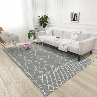 Moroccan Area Rug,Woven Cotton Cream Chic Diamond Printed Rugs Door Mat