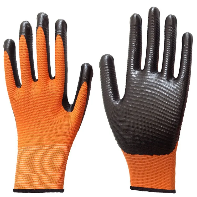 Multipurpose Chemical Oil Resistant Nitrile Coating Gloves With Texture Grip For Mechanic Automotive Guante Nitrilo