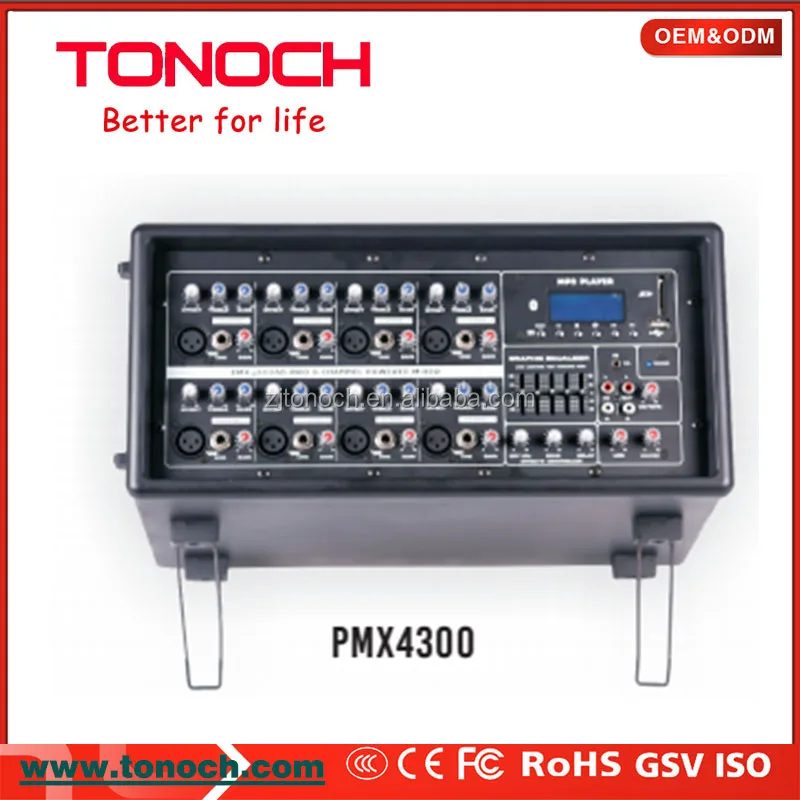 Portable High Power 6 channel power mixer amplifier for DJ