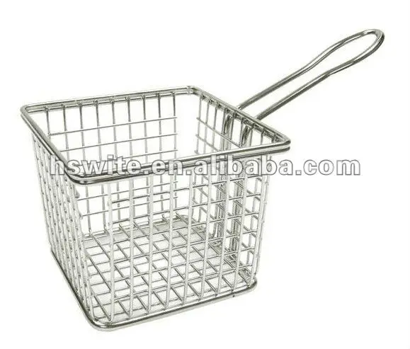 Mini table serving fry chips square basket with stainless steel SS304