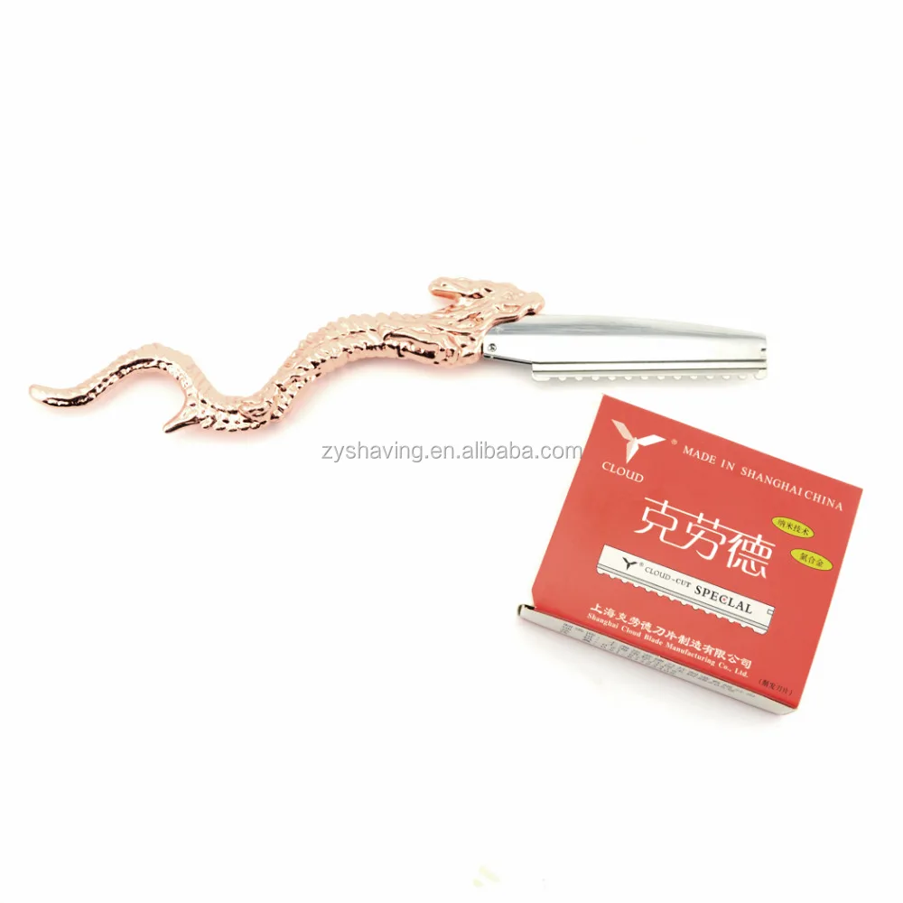 NEW Rose Gold Dragon HairCutting Razor Hairdressing Barber Stylist +10x Blades