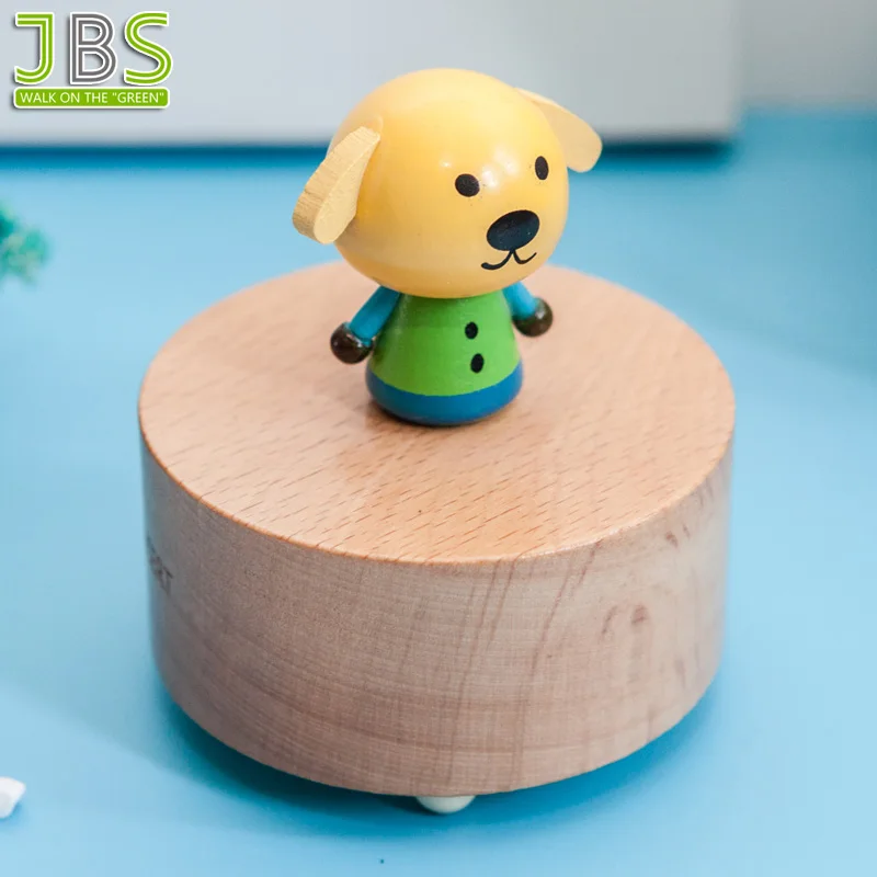 Wind Up Music Box Wooden With Lovely Carton Design On Top