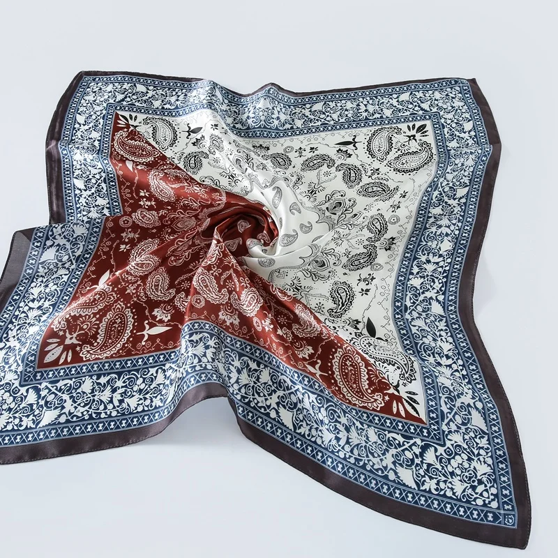 Fancy two tone neck bag satin square women s scarf