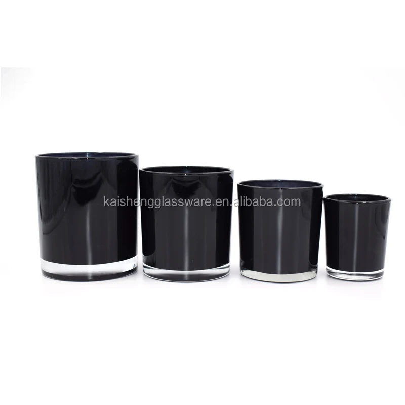 
Handmade matte black Glass Tumblers for Candles with wooden lid 