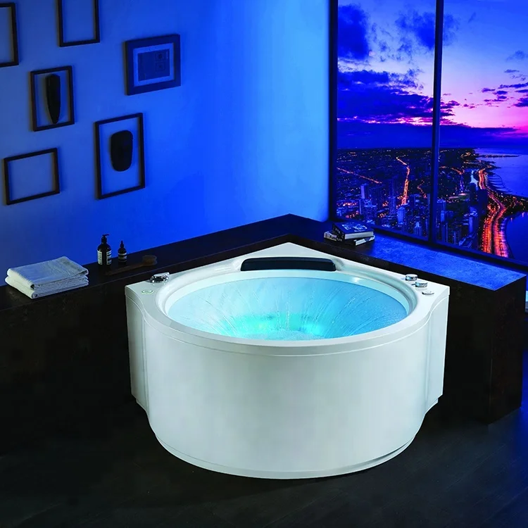 Corner round whirlpool massage bath American style waterfall jets modern small whirlpool bath tub
