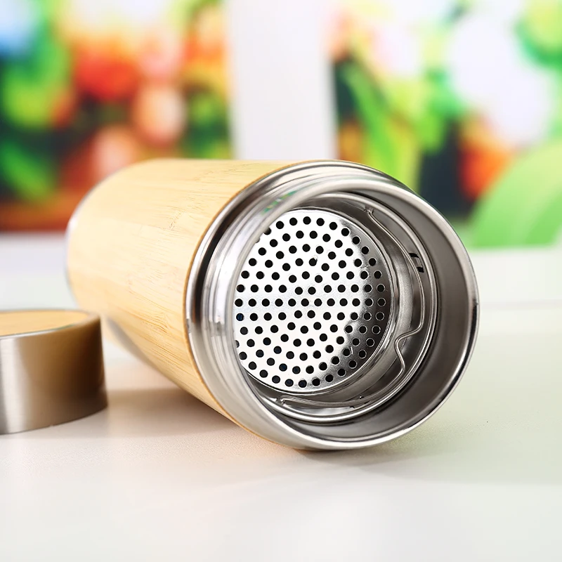 Vacuum Flasks Travel Mug Thermos Cup Insulation Thermal Bottle Double Wall Wooden Coffee Tea Bamboo Stainless Steel bottle