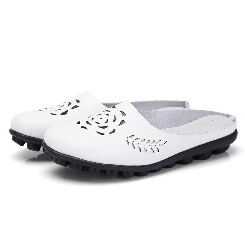 2019 summer new fashion mule loafers non-slip sole cow leather ladies simple flat sandal for women