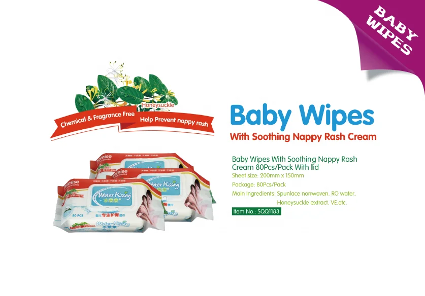 Sensitive Water Based baby diaper wipes Hypoallergenic and Unscented panales descartables