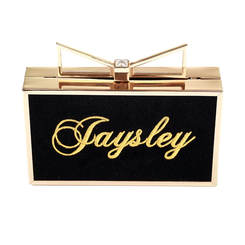 
Custom made personalized embroidered name bag women clutch bag 