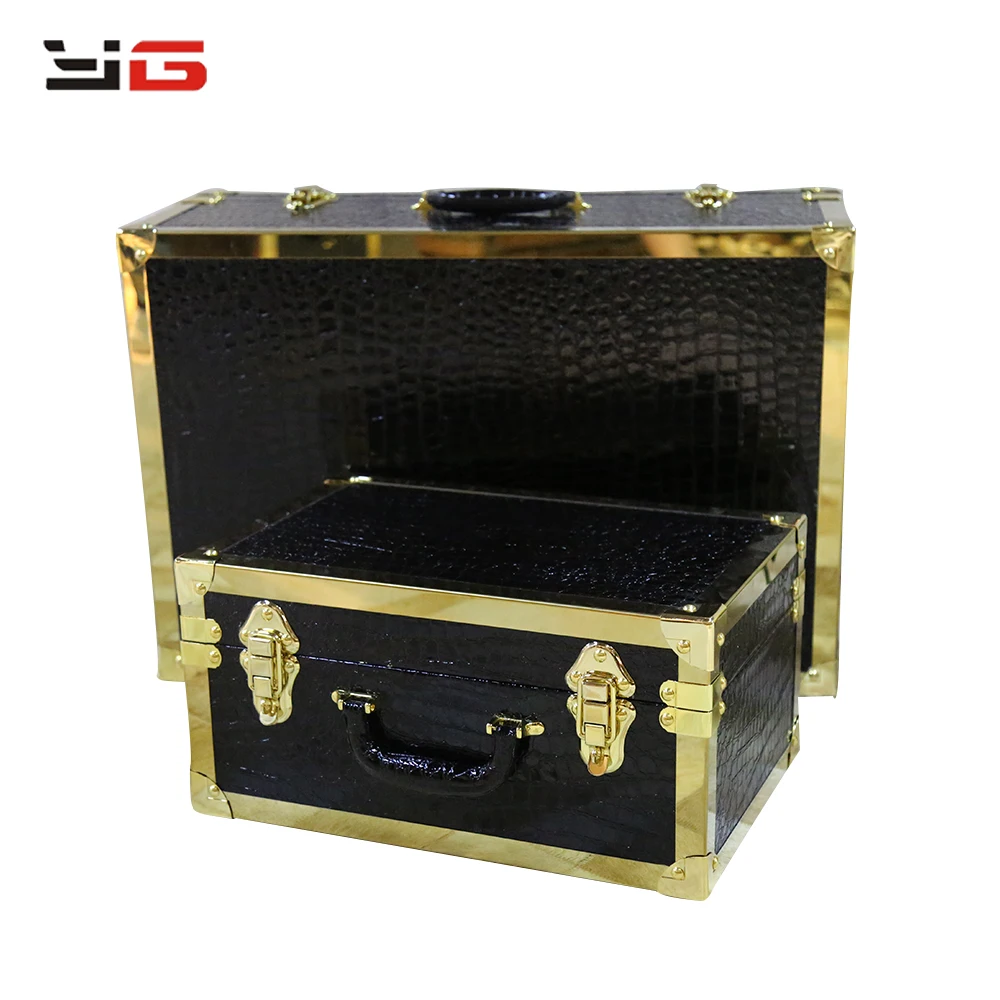 Wholesale Cheap 3pcs Sets Decorative Black Crocodile Leather Vintage Suitcase