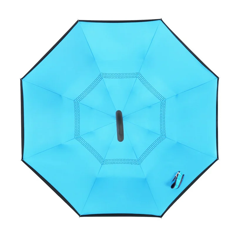 New Product 2019 Innovative 3 Fold Easy Hold Digital Printing Blue Sky Reversible Reverse Folding Umbrella