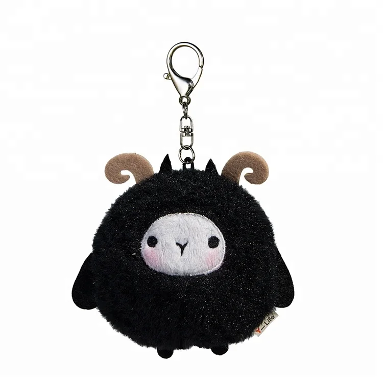 10cm cute round shape pink sheep keychain plush