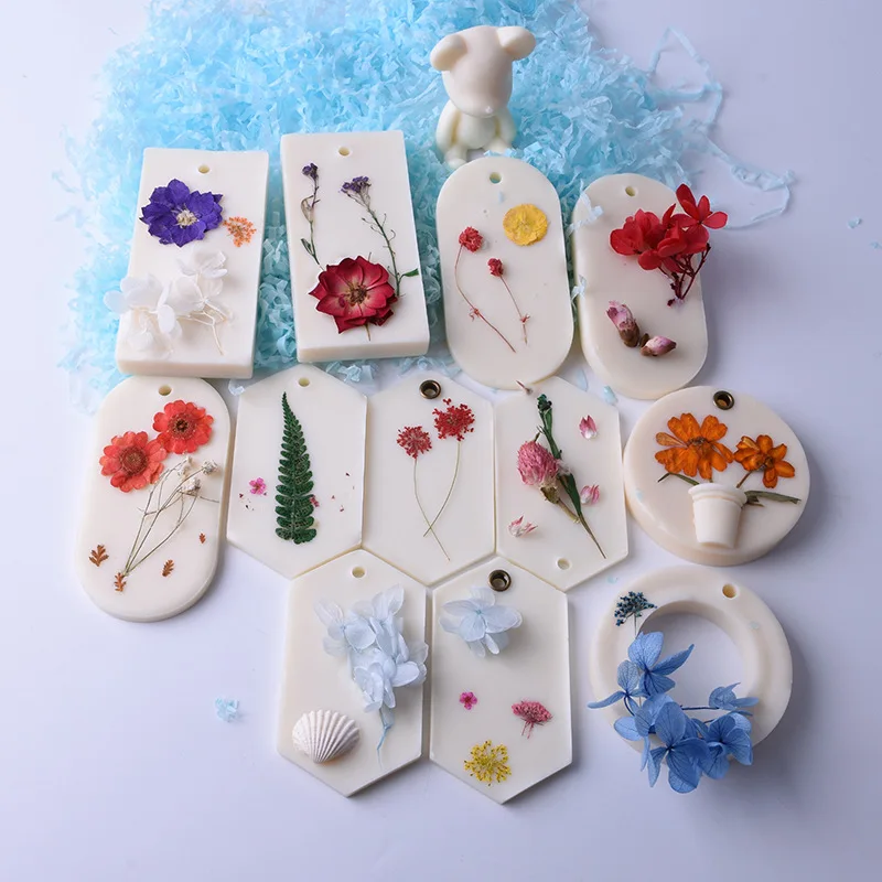 6 cavity rectangle soy Candles Wax Tablets Silicone Mold for Handmade Dried Flowers Wax Tablets