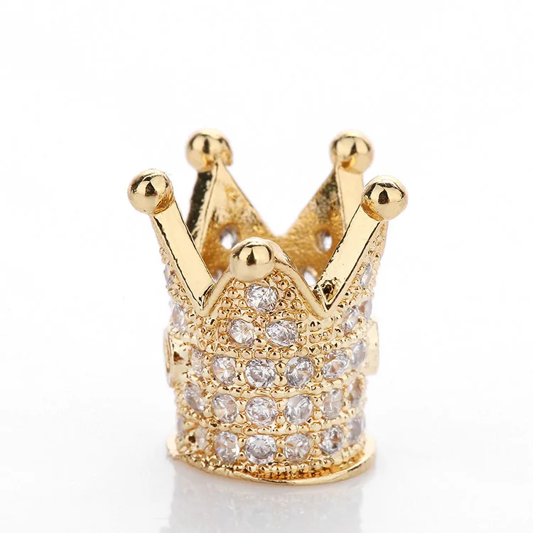 Hot Selling King Crown Shape Beads Charm Pendant Fashion Jewelry Cubic Zircon Pave Crown Shape Charms for Making Bracelets