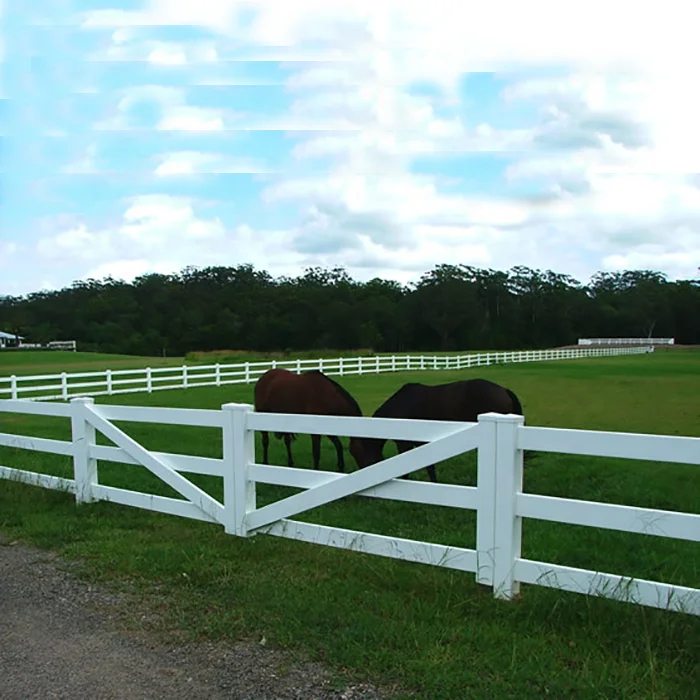 Good quality PVC Vinyl Livestock Fence Cross Rail Horse Fence