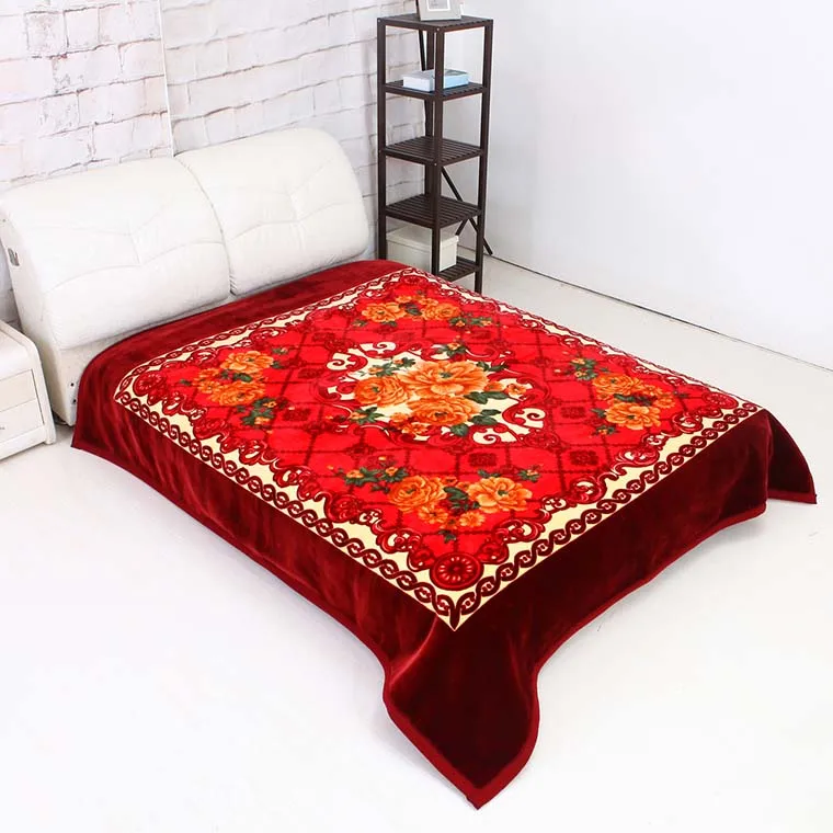 High Quality Classic Design Adults 5kg/6kg/7kg/8kg2 Ply 1 Side Embossed Raschel Blanket For Bedroom
