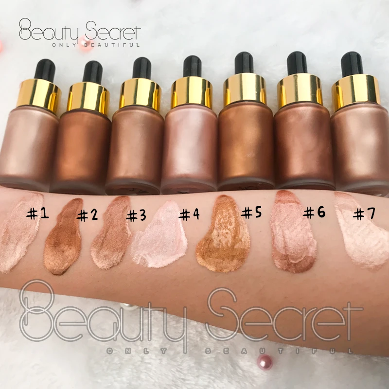 6 color Beauty secret liquid highlighter makeup private label liquid illuminator drop make up for face cosmetic