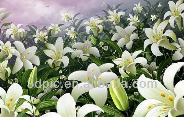 High resolution fashion wall decorative 3d picture of beautiful flower lily