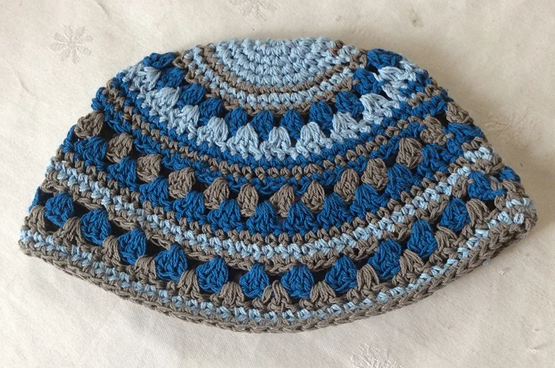Hand Crochet Jewish Kippah Kippot Yarmulke cap hat 22cm