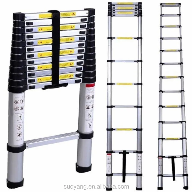 3.8m Soft Close Extension Ladder & Non-slip Rubber Feet Telescopic Ladder
