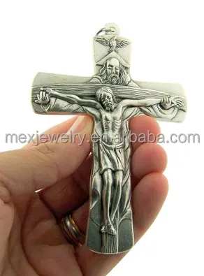 Religious Silver Tone Bishop Minister Pectoral Crucifix Jesus Christ Cross Pendant