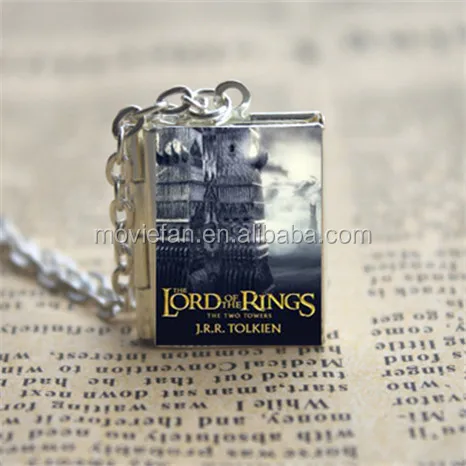 the two towers book Locket Necklace keyring silver & BRONZE tone VISION 5