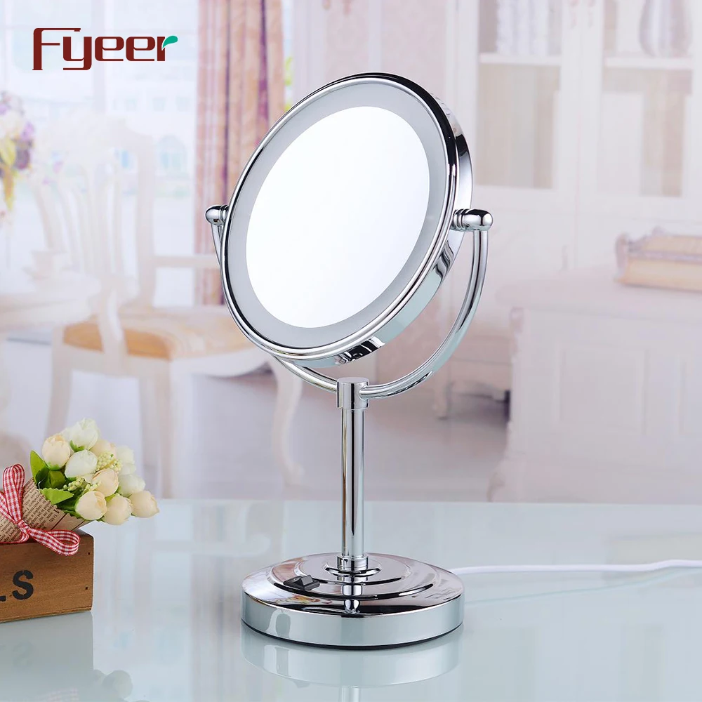 Fyeer Ultra Thin Double Side Cosmetic Table Mirror with Led Light