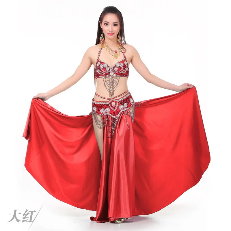 BestDance Professional Belly Dancer Costume Arabic Belly Dancing Beaded Bra Top Skirt Suit Outfit