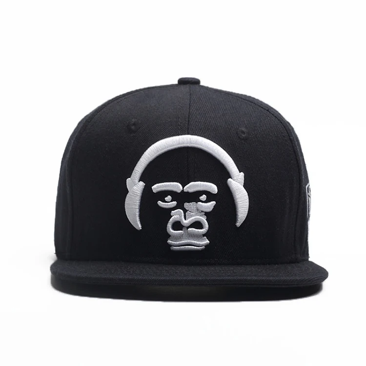 Custom 3d puff embroidery cheap black 6-panel waterproof hip hop snapback dad hat