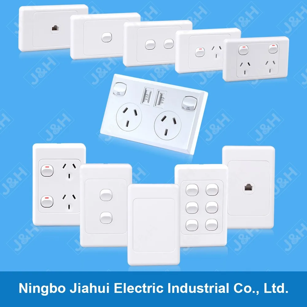 Австралийский стандартный настенный выключатель с двойной розеткой powerpoint с 2 розетками USB, AS/NZS Австралийское одобрение, настенный выключатель, USB-розетка
