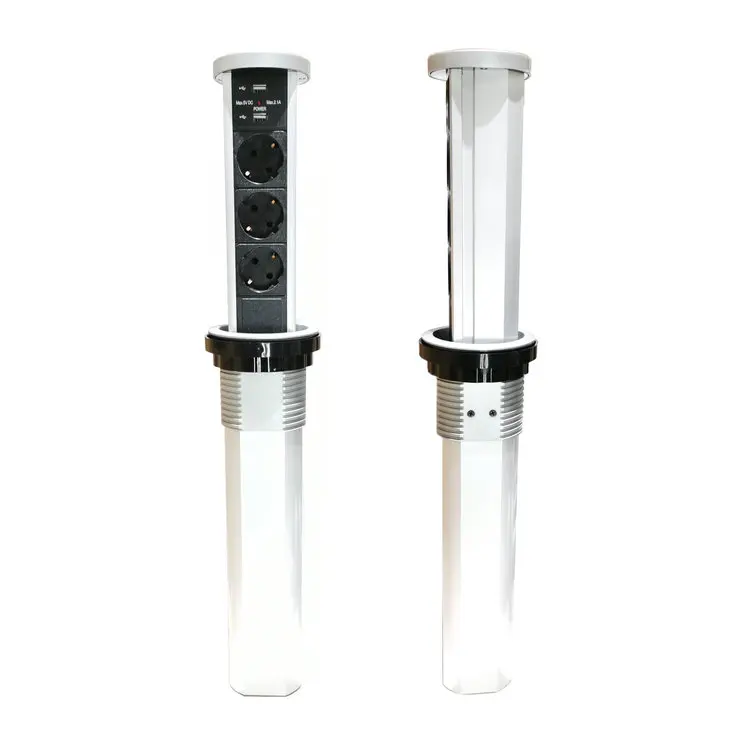 Пневматическая Выдвижная настольная розетка rise для кухонного стола, защита от протекания, 2 USB, 3 выхода питания