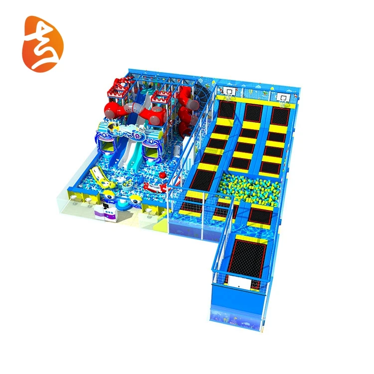 Best selling eco-friendly commercial trampoline park indoor playground with slide