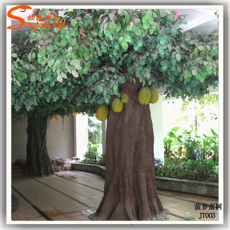 China Factory Fake Plastic Restaurant Decoration Artificial Tropical Fruit Jackfruit Trees