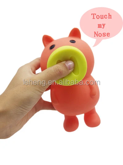manufacturers direct original best sell plastic pig shape with a soft and wocie nose orange money collection piggy bank for kids