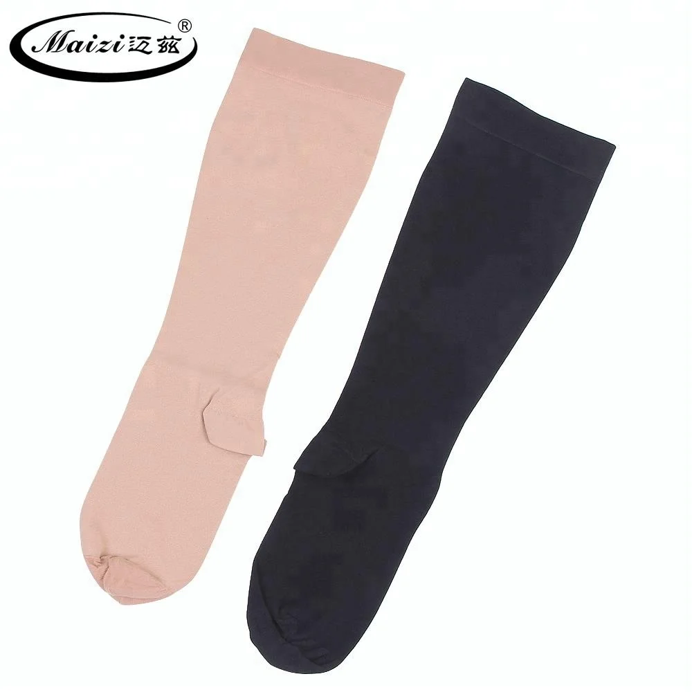 
Custom Medical grade Moderate 23-32 mmHg Unisex Close Toe Knee High Compression Socks for Varicose Veins 