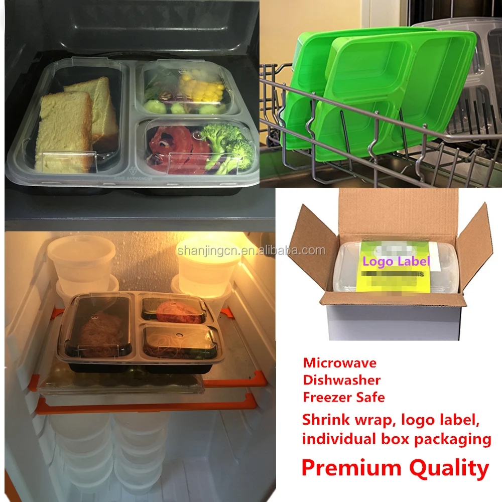 Factory 3 Compartment Meal Prep Containers with Lids, Food Storage box, BPA Free Plastic Reusable microwavable dishwasher safe
