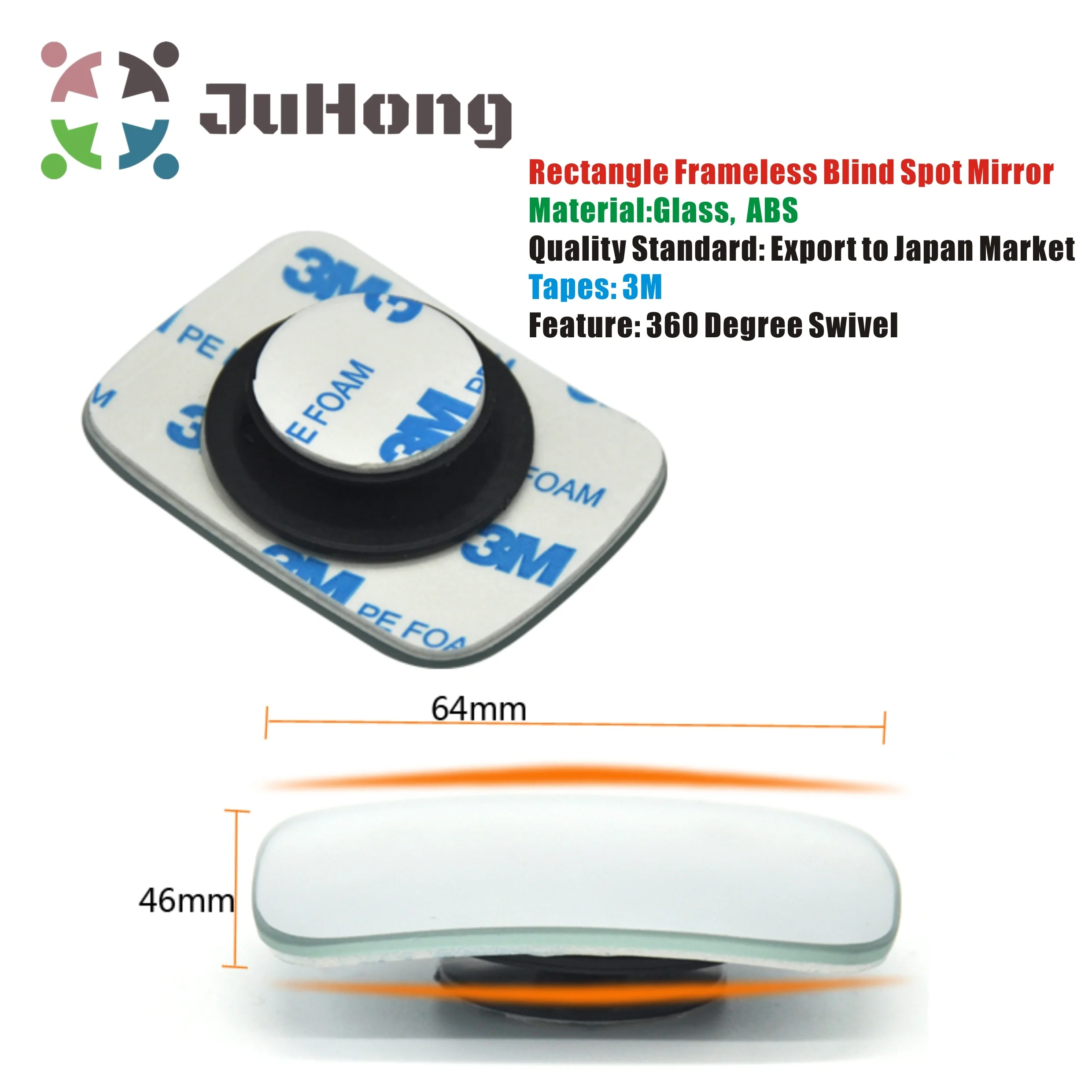 Прямоугольное Выпуклое широкоугольное зеркало, зеркала для слепых зон, вспомогательное зеркало заднего вида, полностью регулируемая безопасная клейкая лента, продается парой