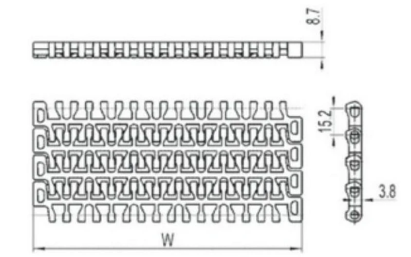 Plastic Flush Grid Modular Conveyor Belt