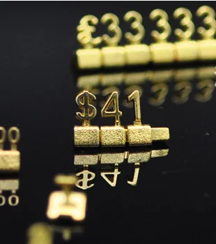 Jewelry and watch displaying 3D metal gold plating price cube price tag labels