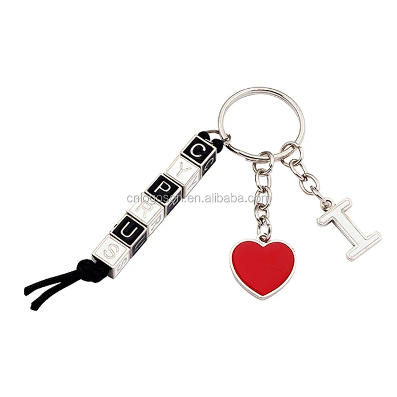 Souvenir Italy Dice Custom Metal Italian Beaded Keychain Letters Keyring