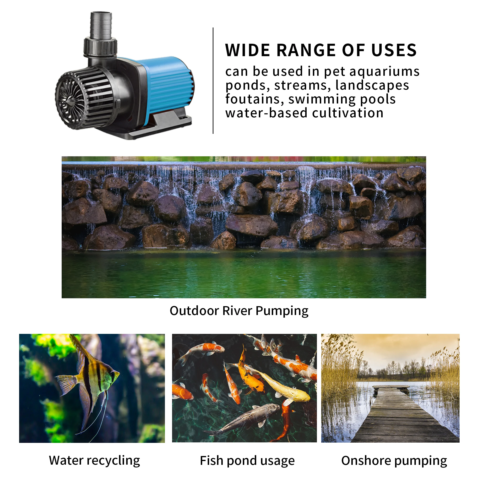 AQUADREAM  BPL-12000 Great quality Amphibious Water Pumps for fish pond solar powered fountain pump