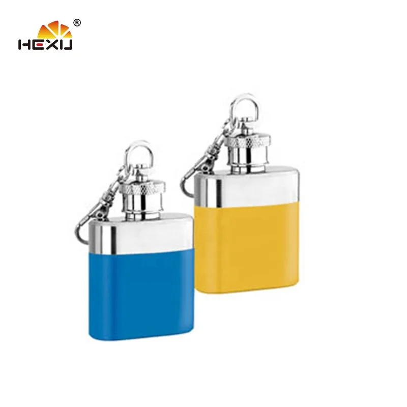
stainless steel novelty mini lightweight 30ml hip flask with keychain 
