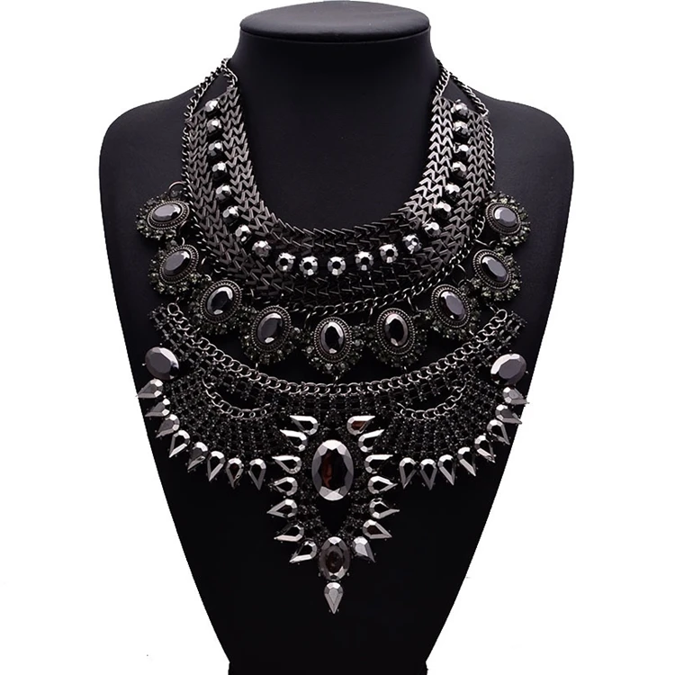 NK-189011 Boho Statement Necklace Fashion Gold Bohemian Indian Jewelry for Women Big Ethnic Costume Jewelry