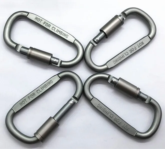 China wholesale custom logo small lock climbing keychain snap hook safety heavy duty metal spring clip hook aluminum carabiner