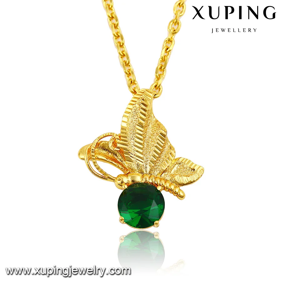 32578 xuping Fashion Gold Zircon butterfly Diamond Necklace Pendant Jewelry, Diamond Necklace