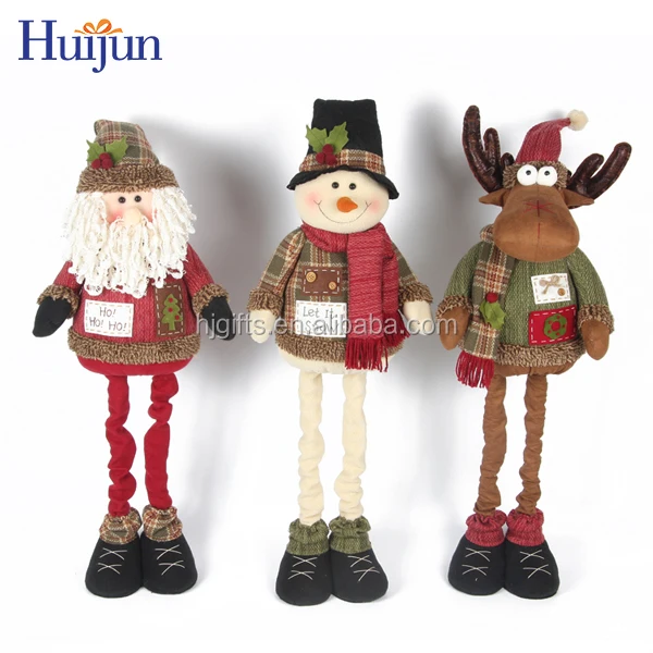 Christmas Crafts Novelty Christmas flexible Standing doll decoration Plush Xmas Doll with Retractable Legs Personalized ornament