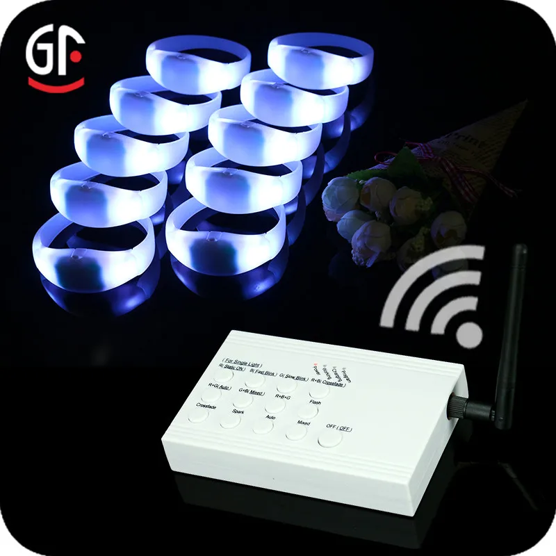 433/868/915 Беспроводной Пульт Дистанционного Управления/Радио/RFID Контролируемых DMX СВЕТОДИОДНЫЙ Фонарик Браслет